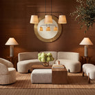 De Voir Black Metal Pendant Ceiling Light with White Linen Shades by Liang & Eimil