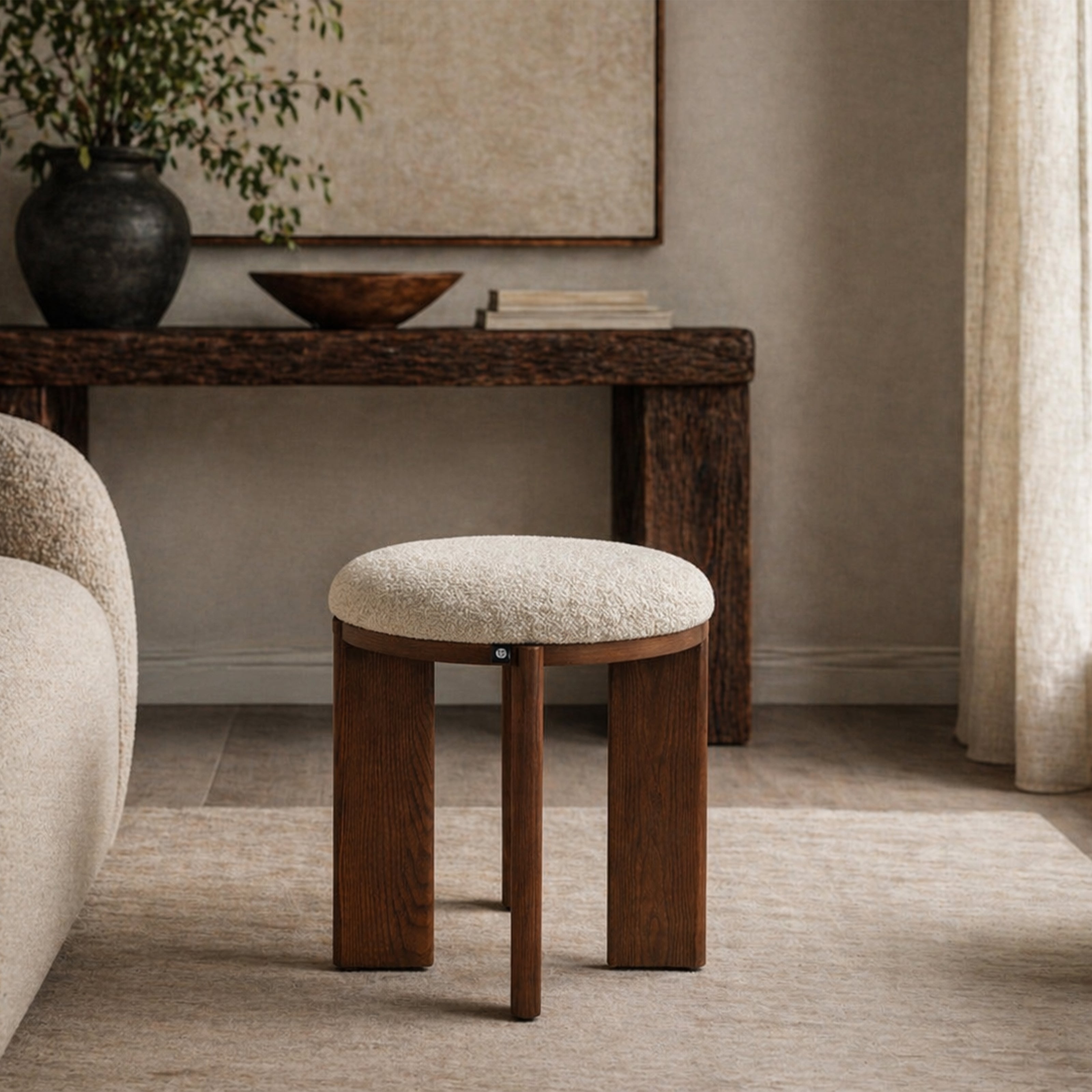 Lia Foot Stool - Capella Sand & Brushed Brown by Liang & Eimil