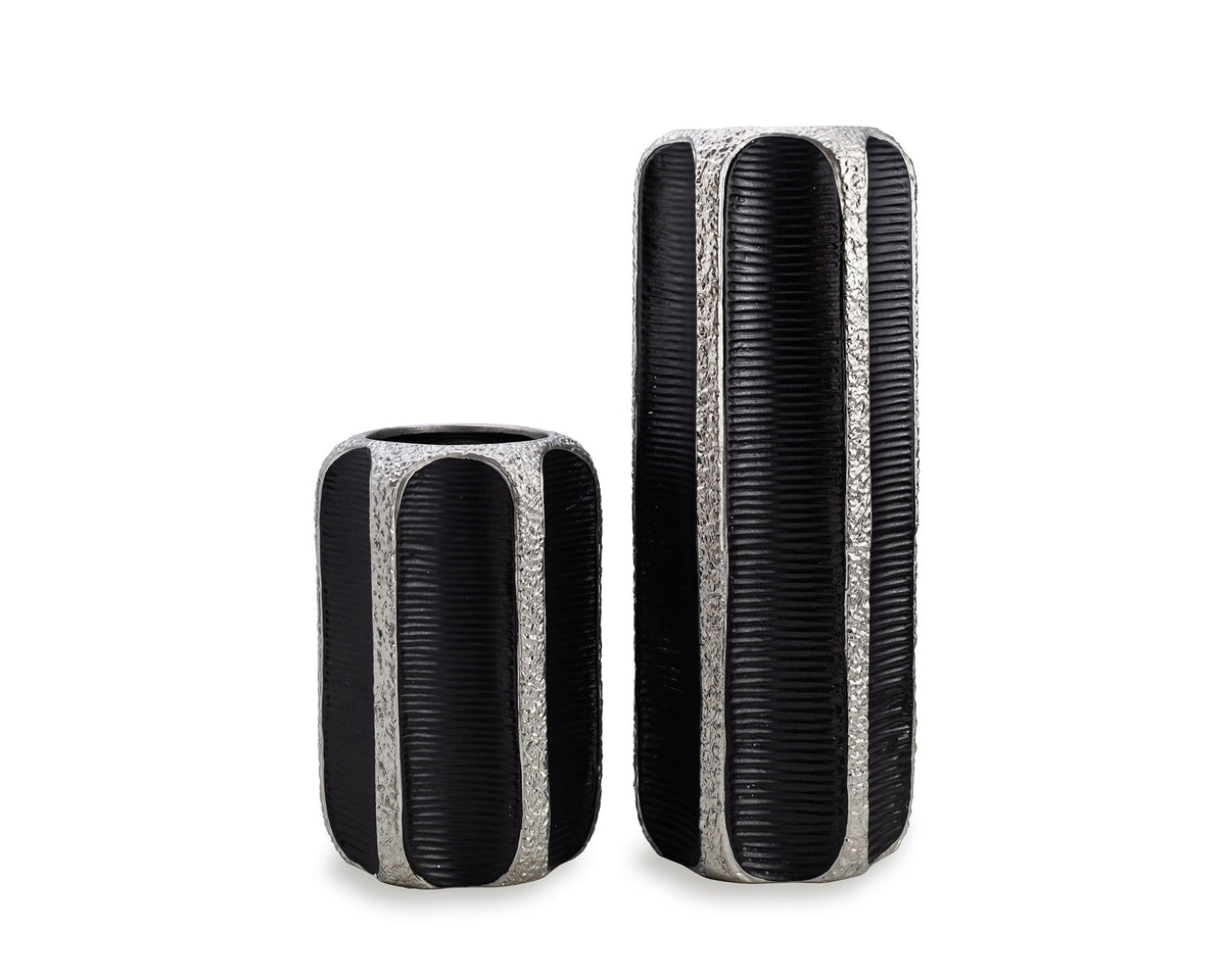 Mora Vase Small - Black and Silver Ceramic Liang & Eimil