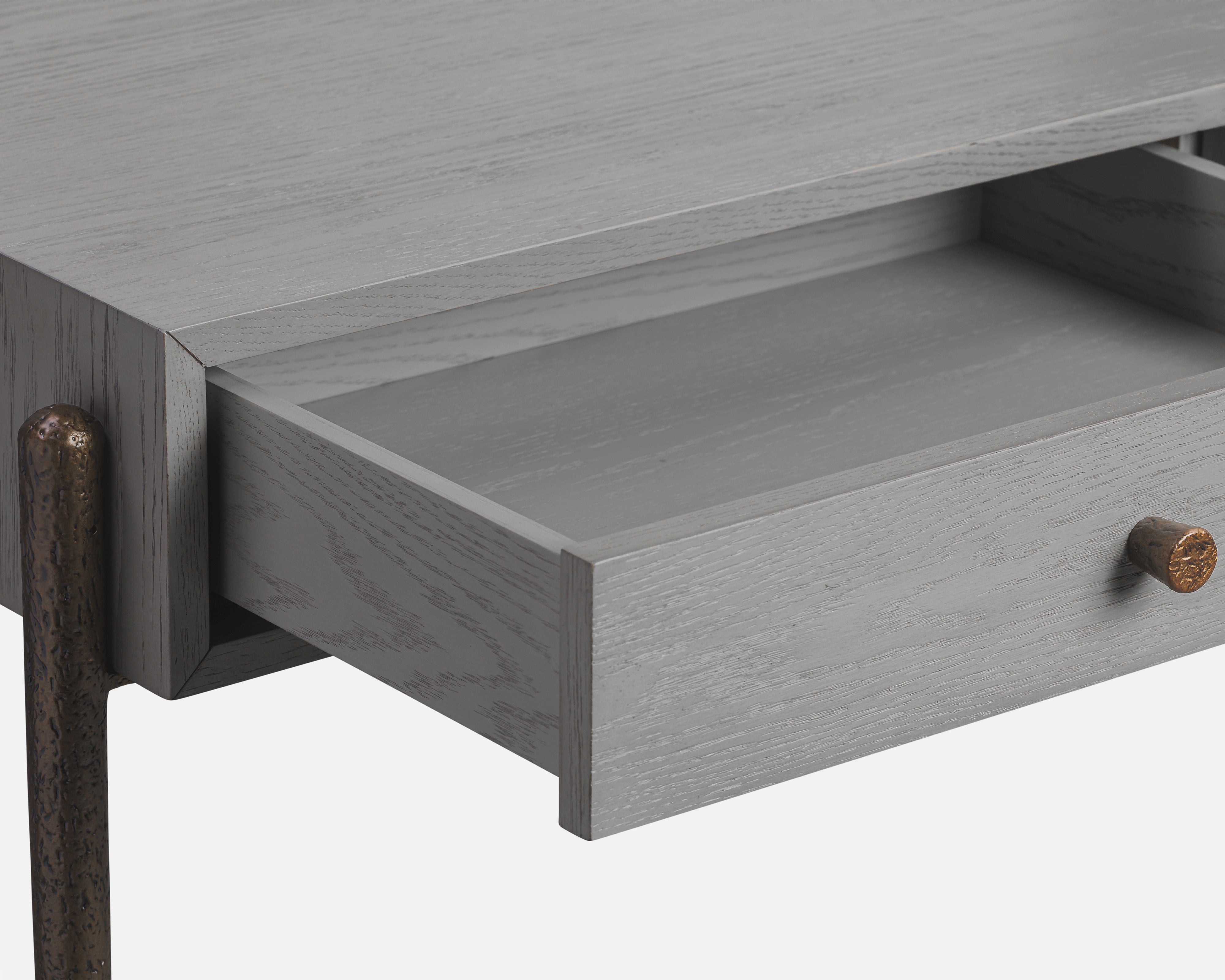 Nella London Fog & Hammered Dark Bronze Console Table by Liang & Eimil