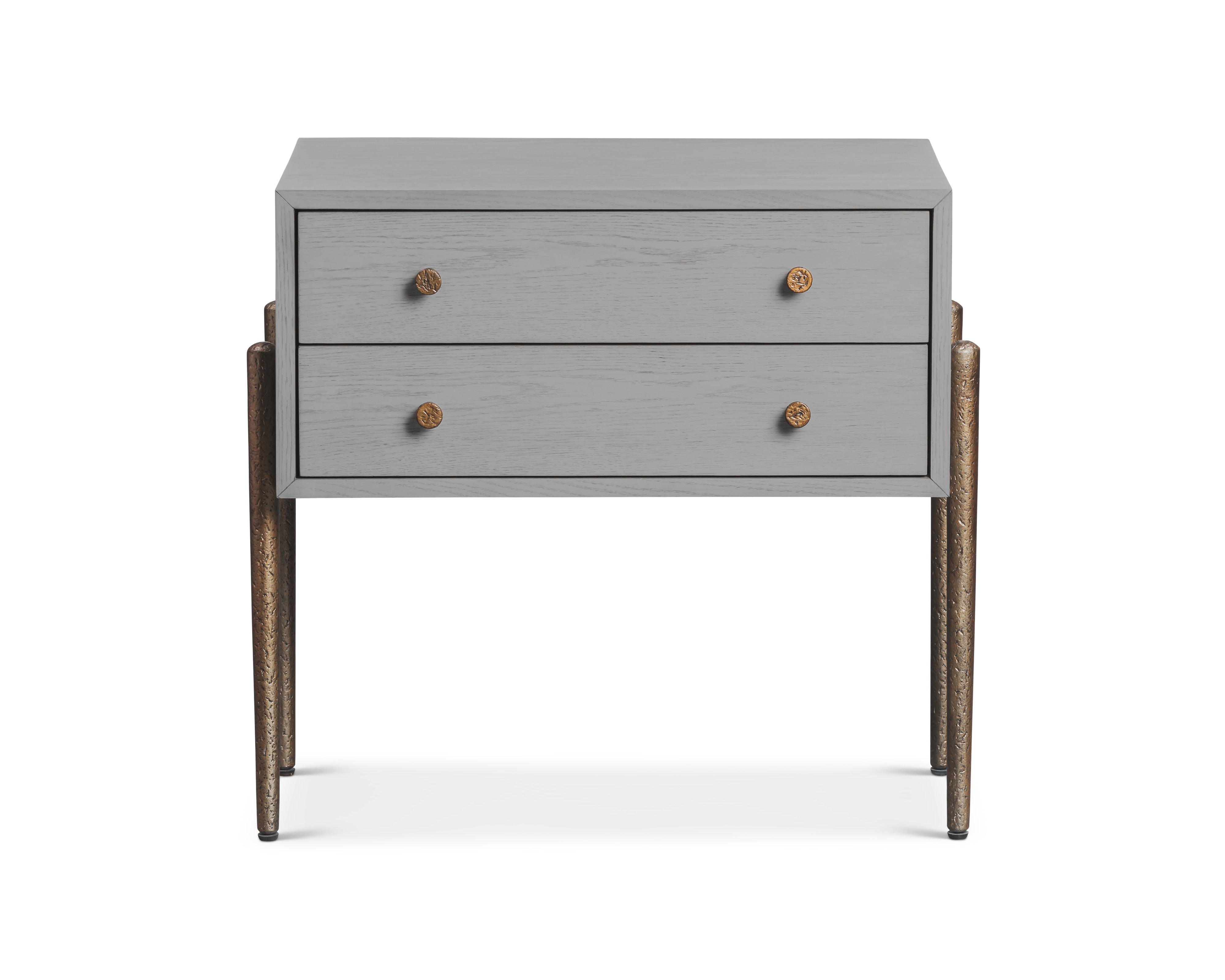 Nella London Fog & Hammered Dark Bronze Bedside Table by Liang & Eimil