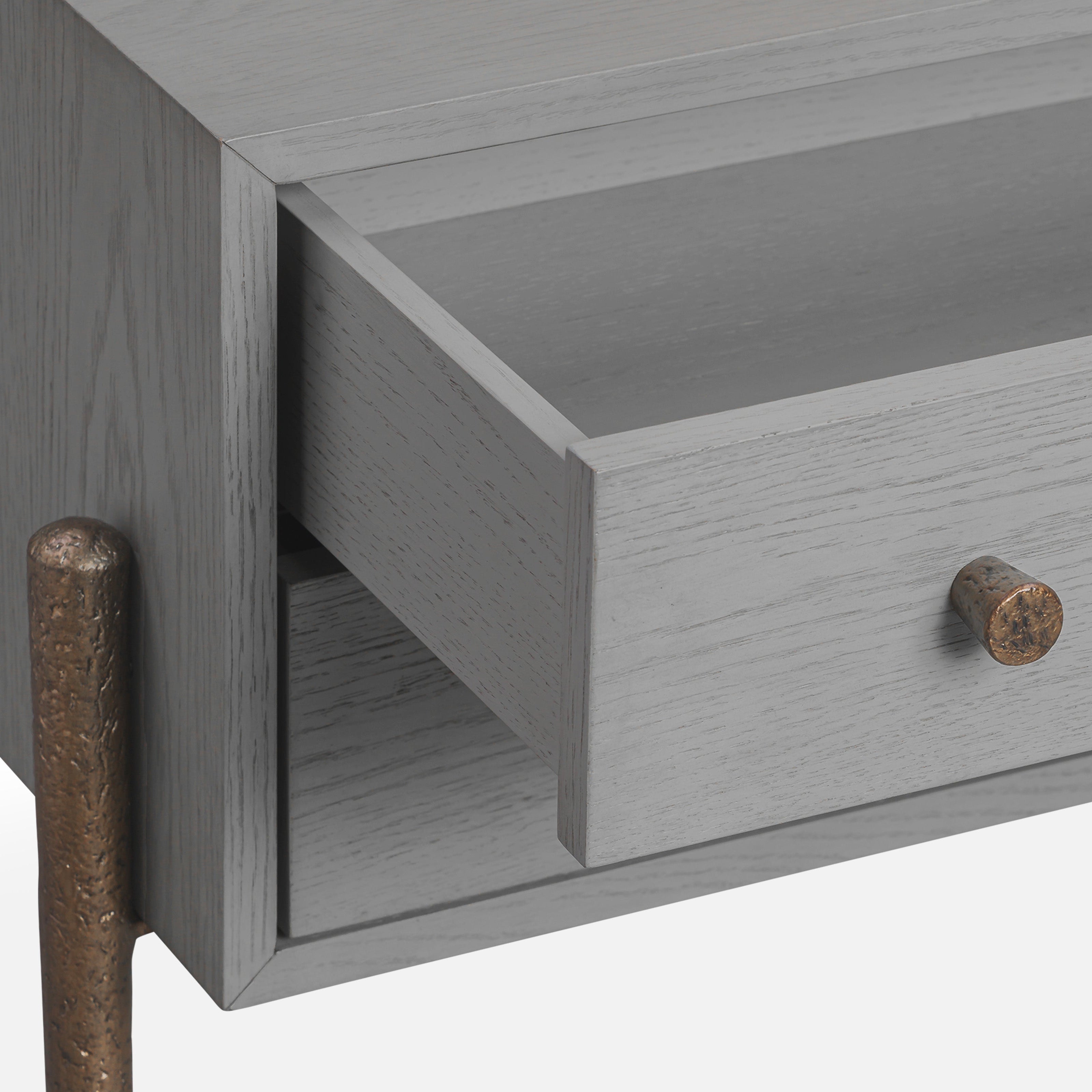 Nella London Fog & Hammered Dark Bronze Bedside Table by Liang & Eimil