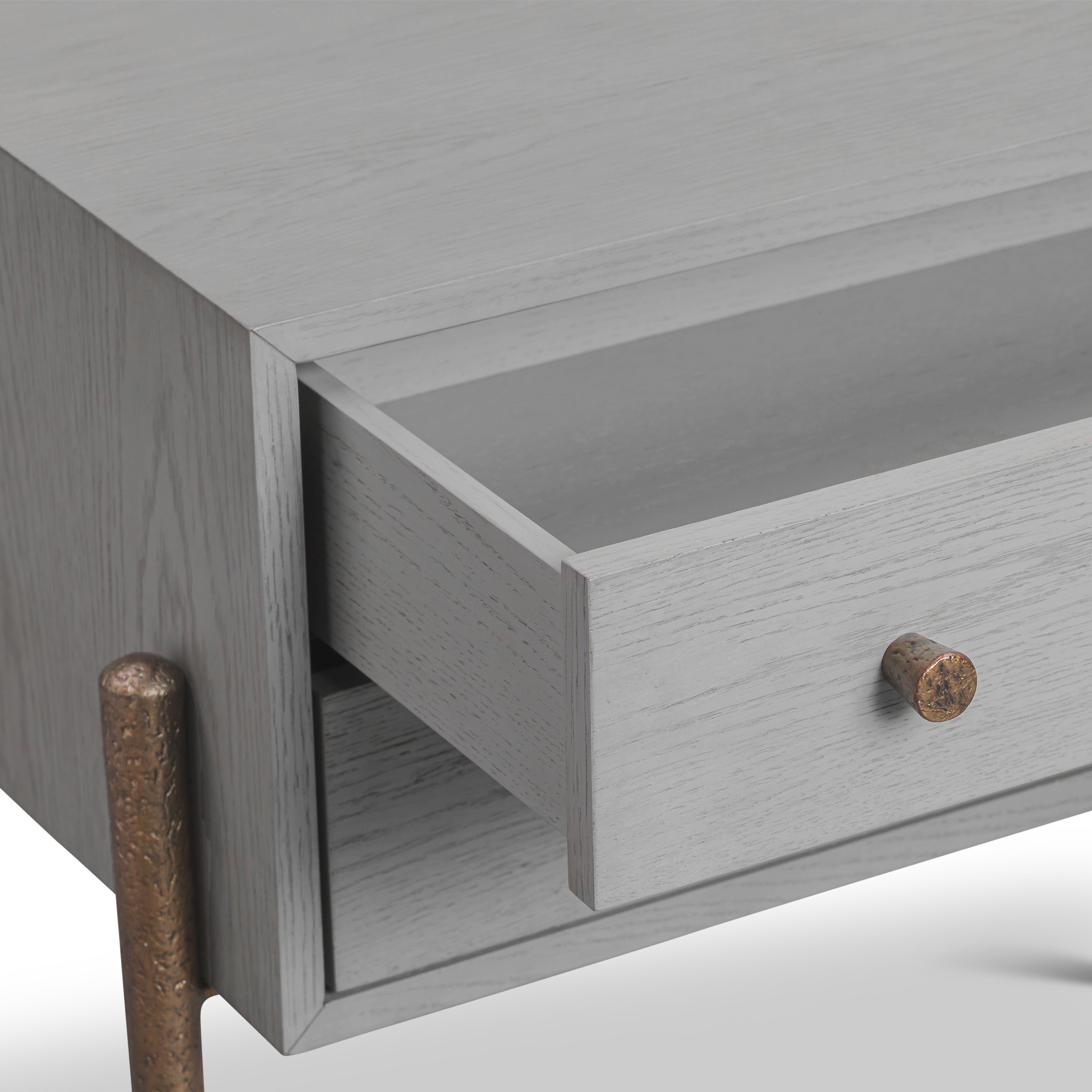 Nella London Fog & Hammered Dark Bronze Bedside Table by Liang & Eimil