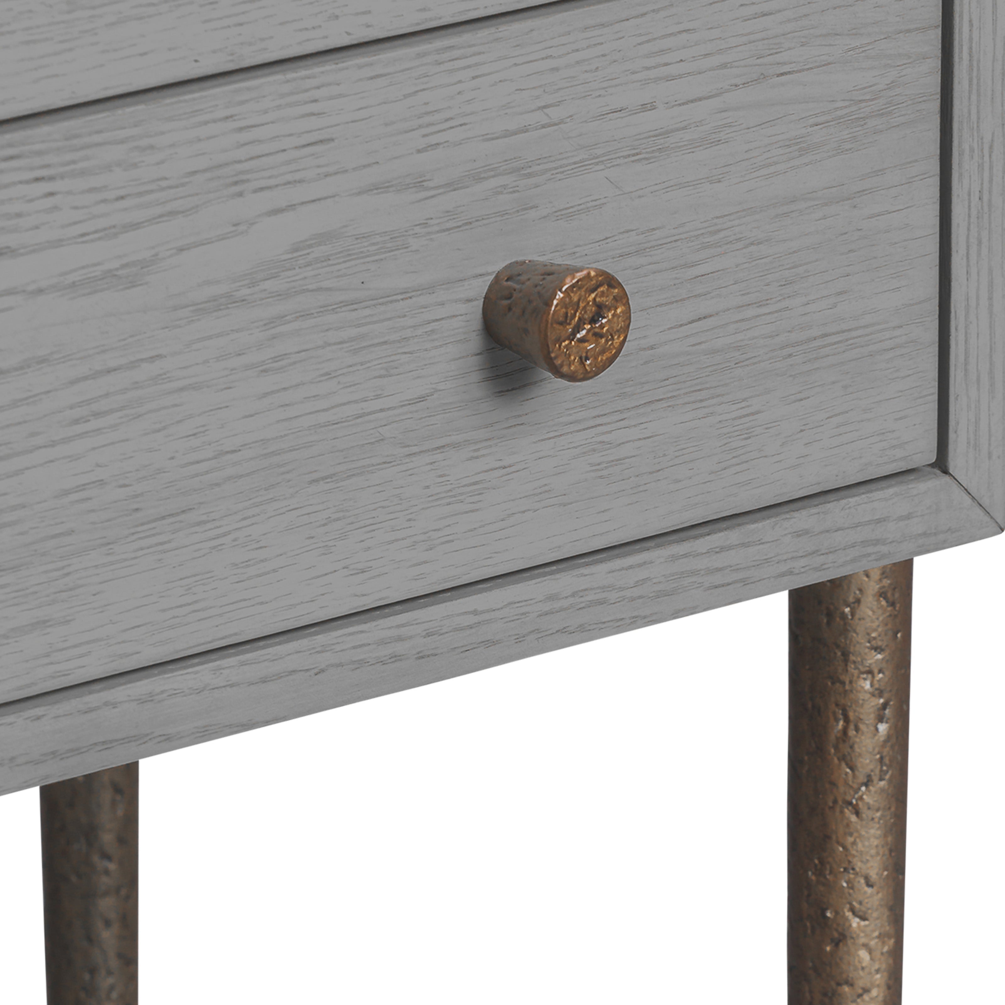 Nella London Fog & Hammered Dark Bronze Bedside Table by Liang & Eimil