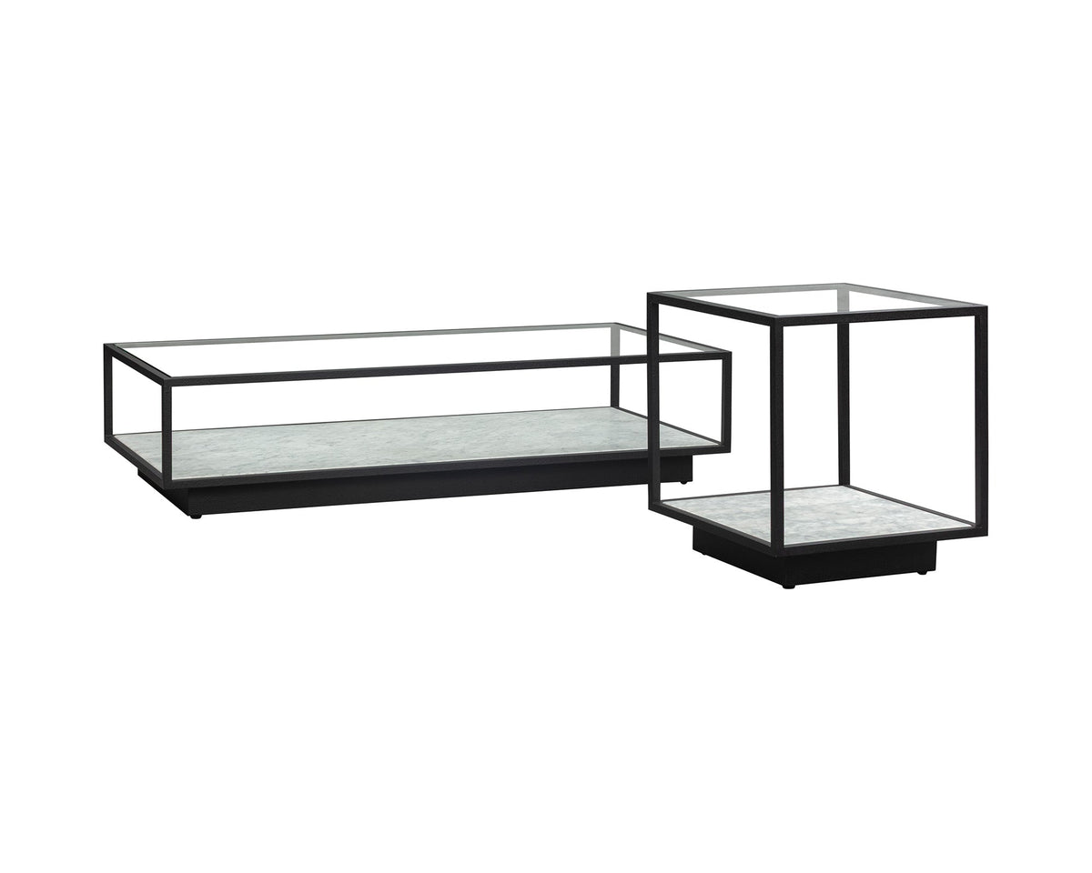 Belmon Coffee Table - Carrara Marble and Black Textured Metal Liang & Eimil