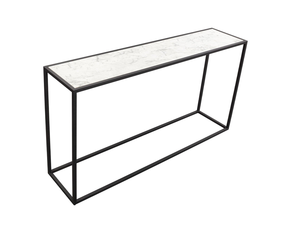 Noto Console Table 1.5m - Carrara Marble and Black Textured Metal Liang & Eimil