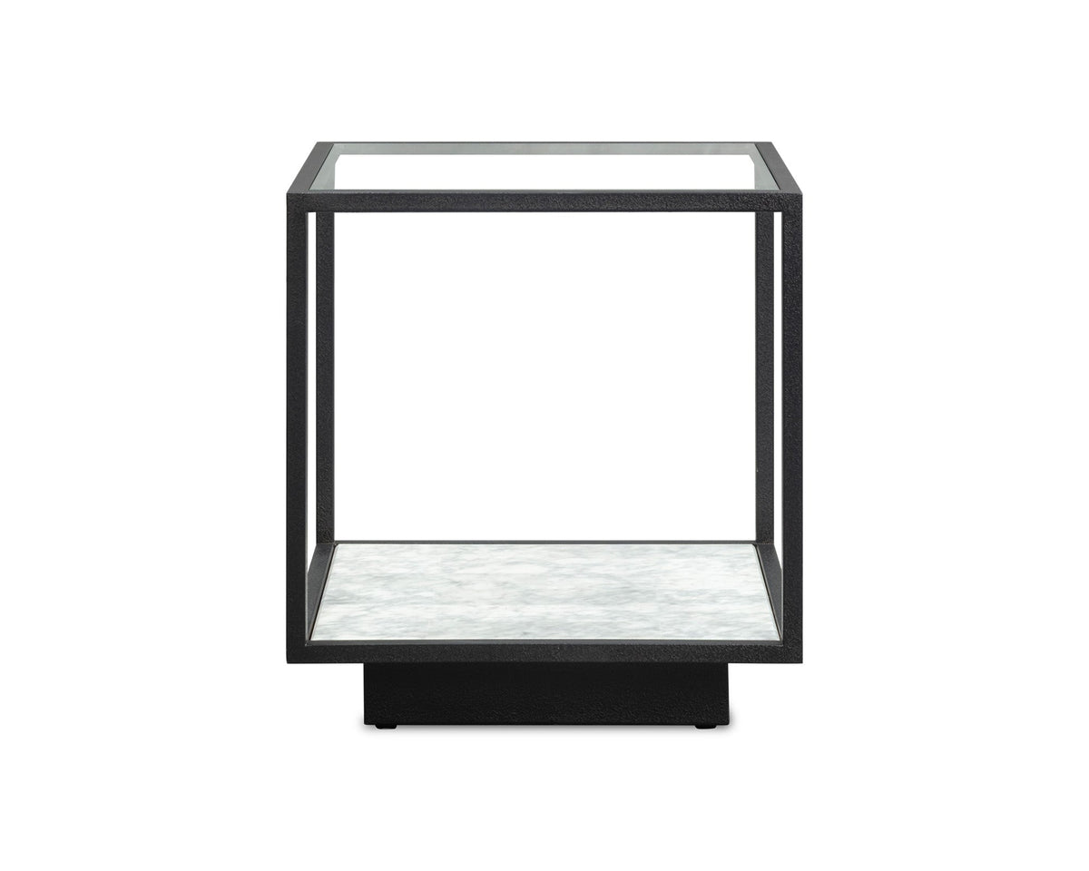 Belmon Side Table - Carrara Marble and Black Textured Metal Liang & Eimil