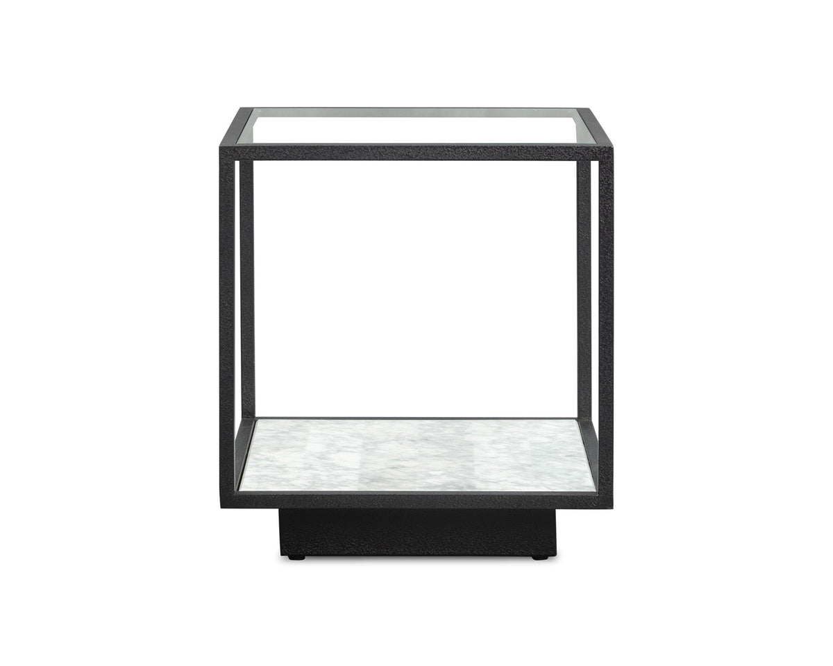 Belmon Side Table - Carrara Marble and Black Textured Metal Liang & Eimil