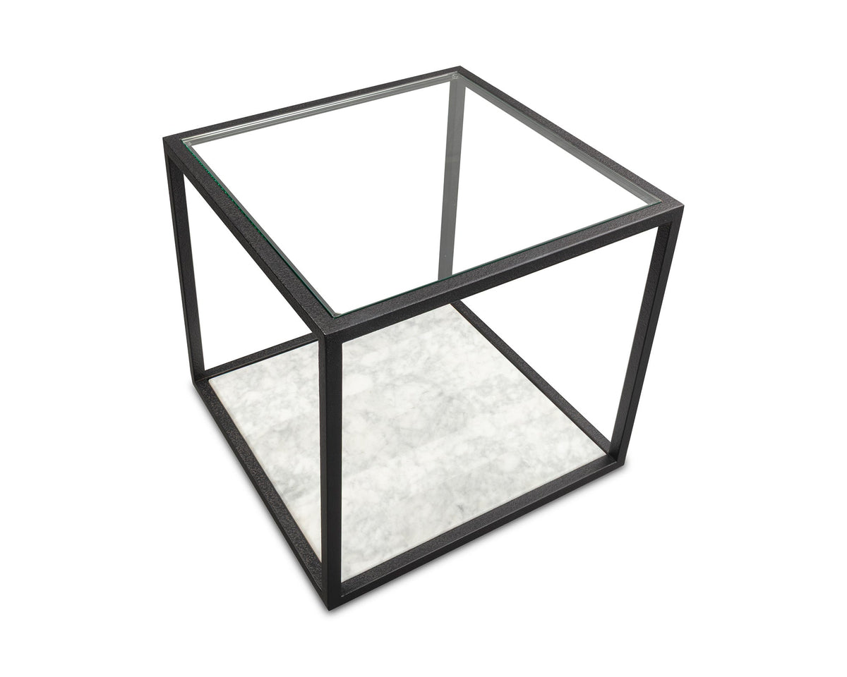Belmon Side Table - Carrara Marble and Black Textured Metal Liang & Eimil