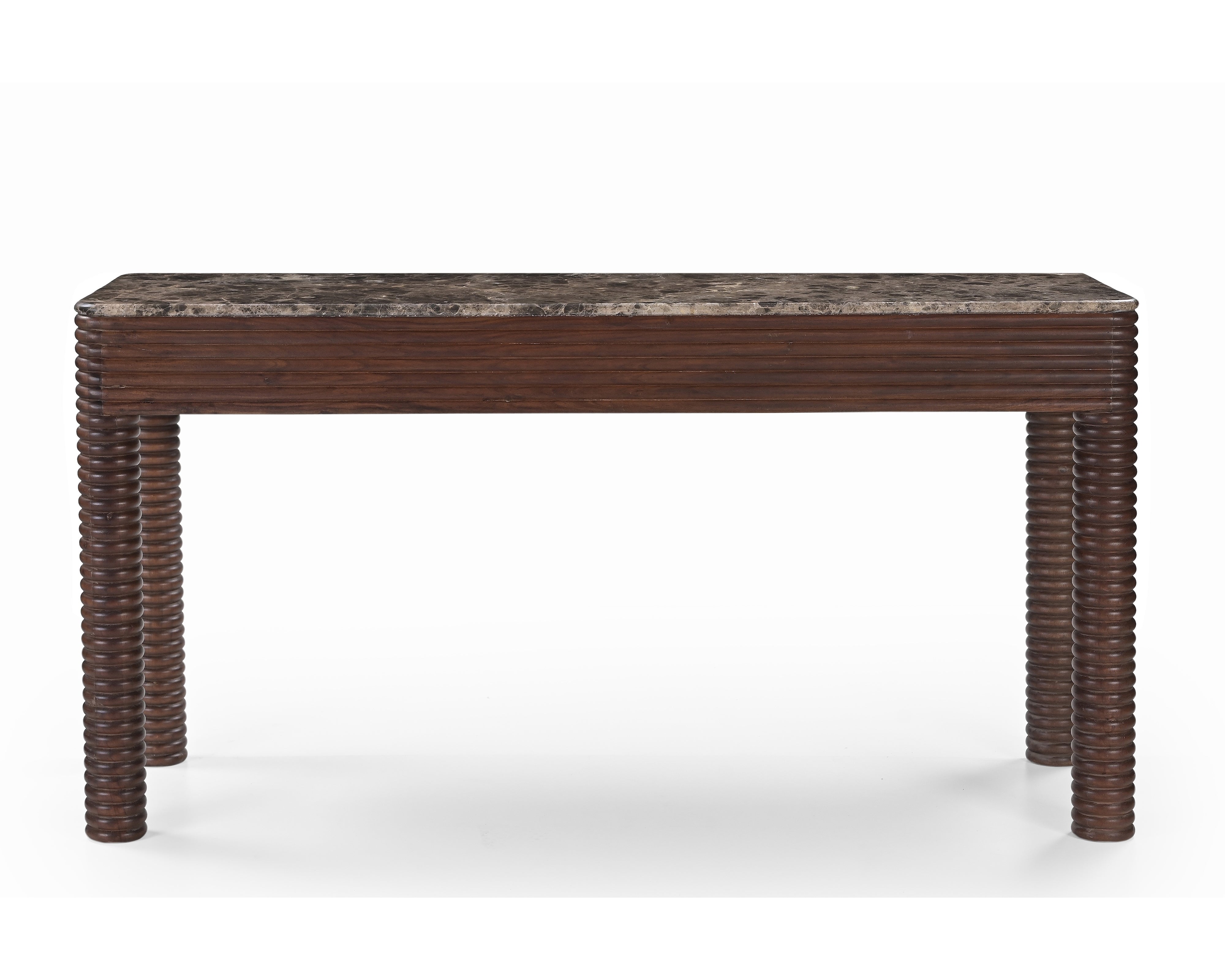 Allure Dark Brown Emperador Marble & Acacia Wood Desk by Liang & Eimil