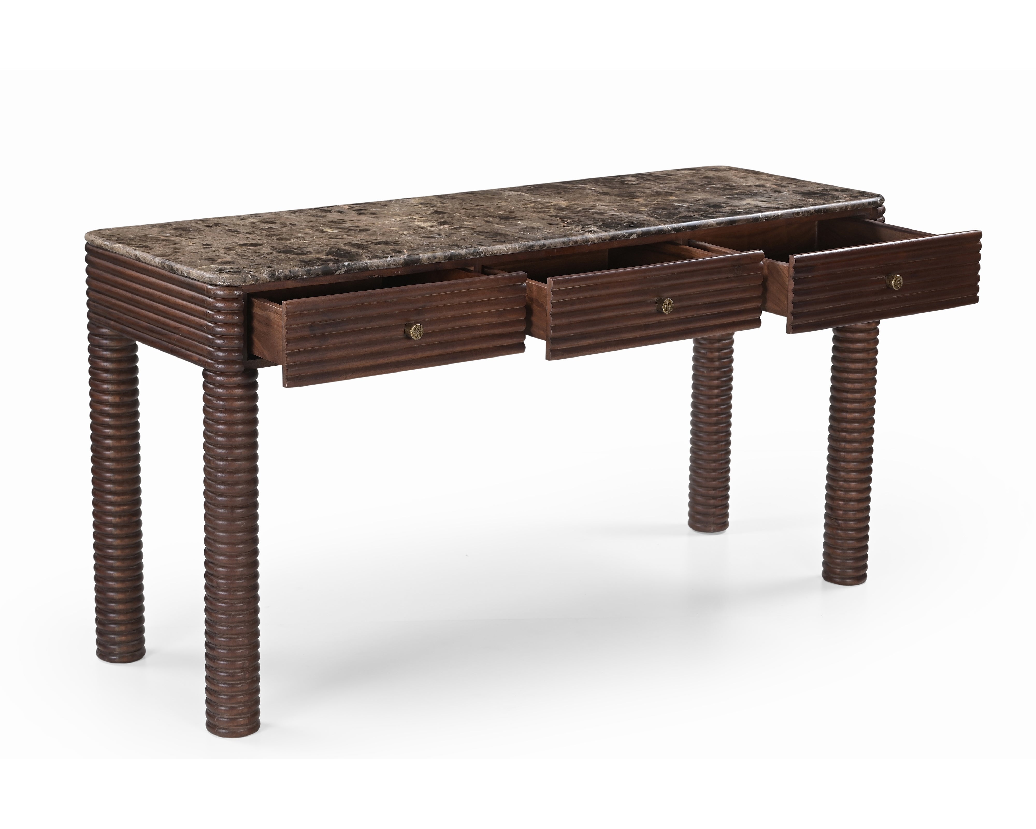 Allure Dark Brown Emperador Marble & Acacia Wood Desk Liang & Eimil