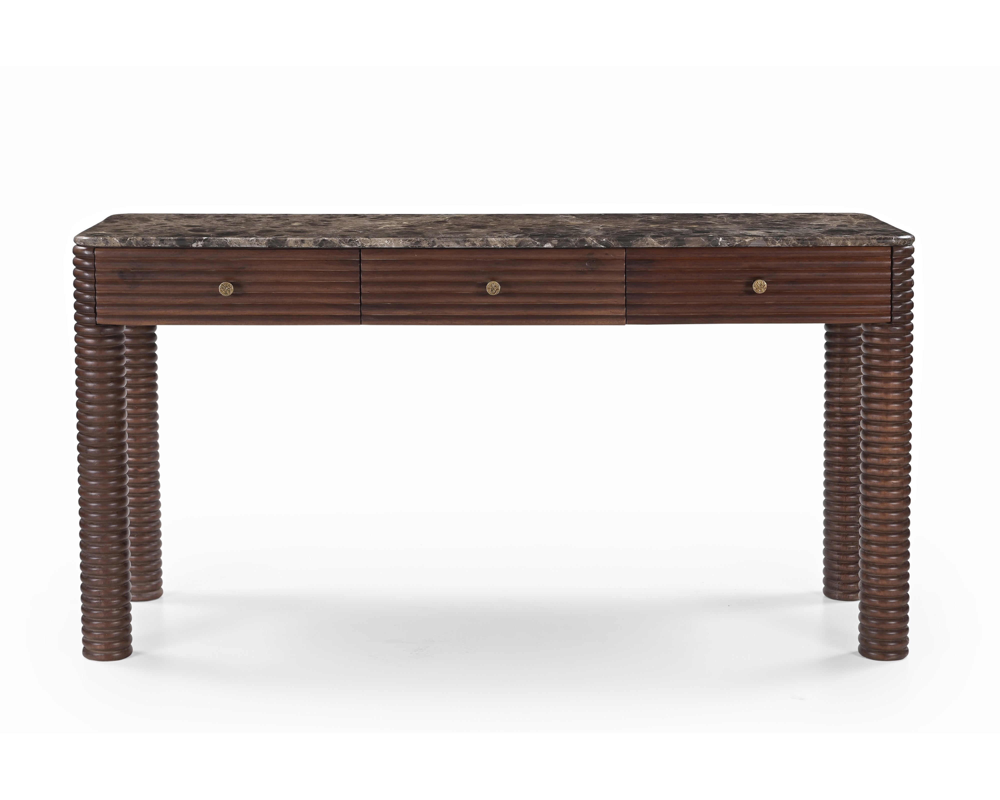 Allure Dark Brown Emperador Marble & Acacia Wood Desk Liang & Eimil