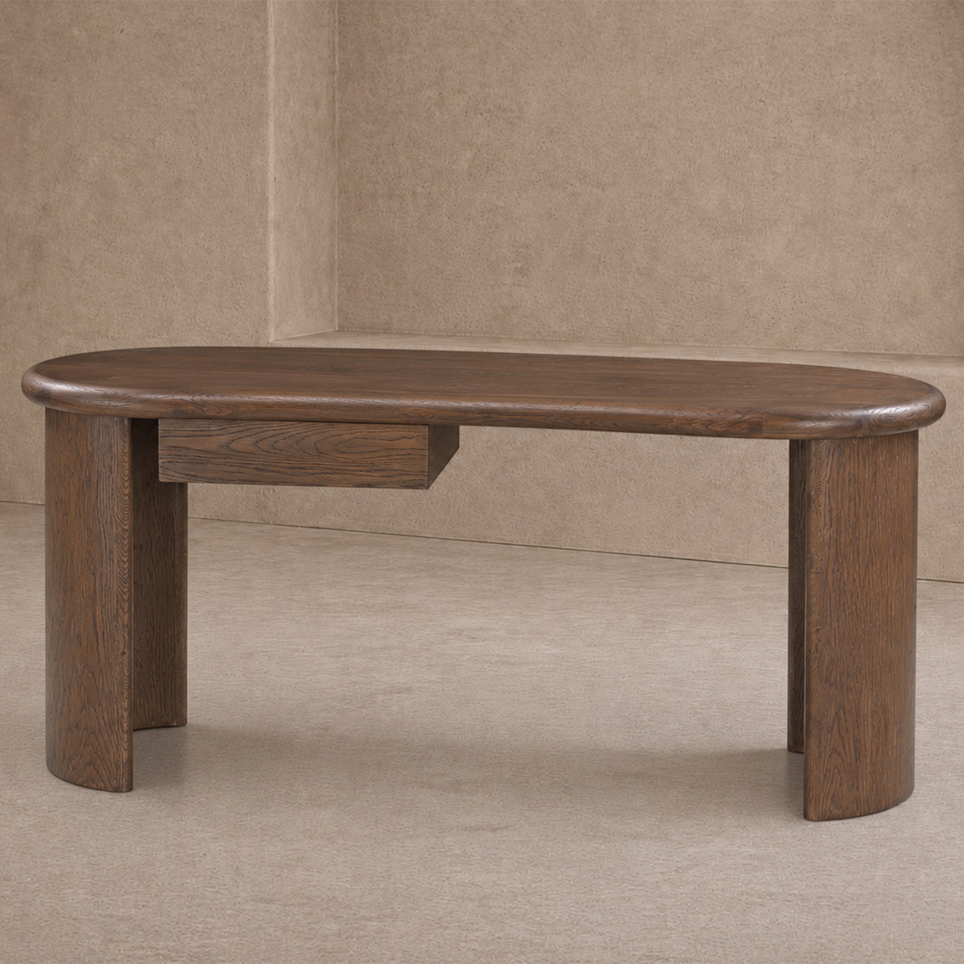 Lluna Brushed Mid-brown Oak Desk by Liang & Eimil
