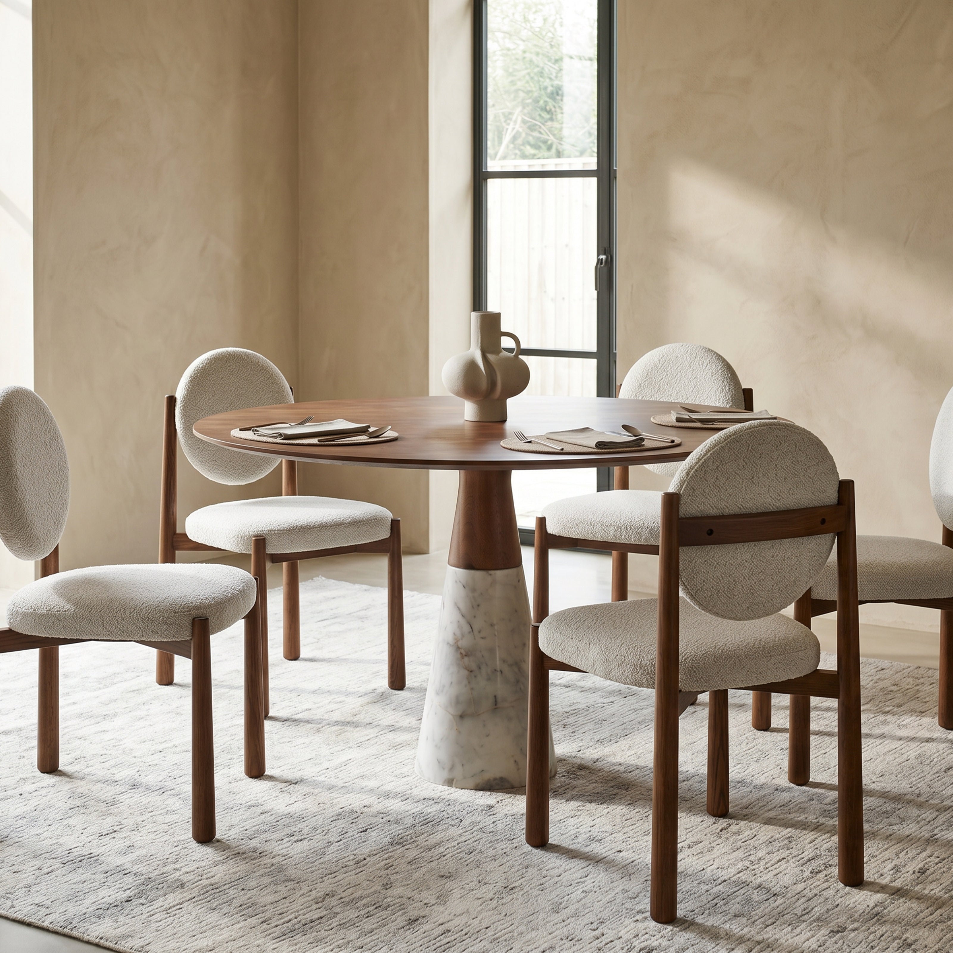 Annie Wood & White Marble Dining Table by Liang & Eimil