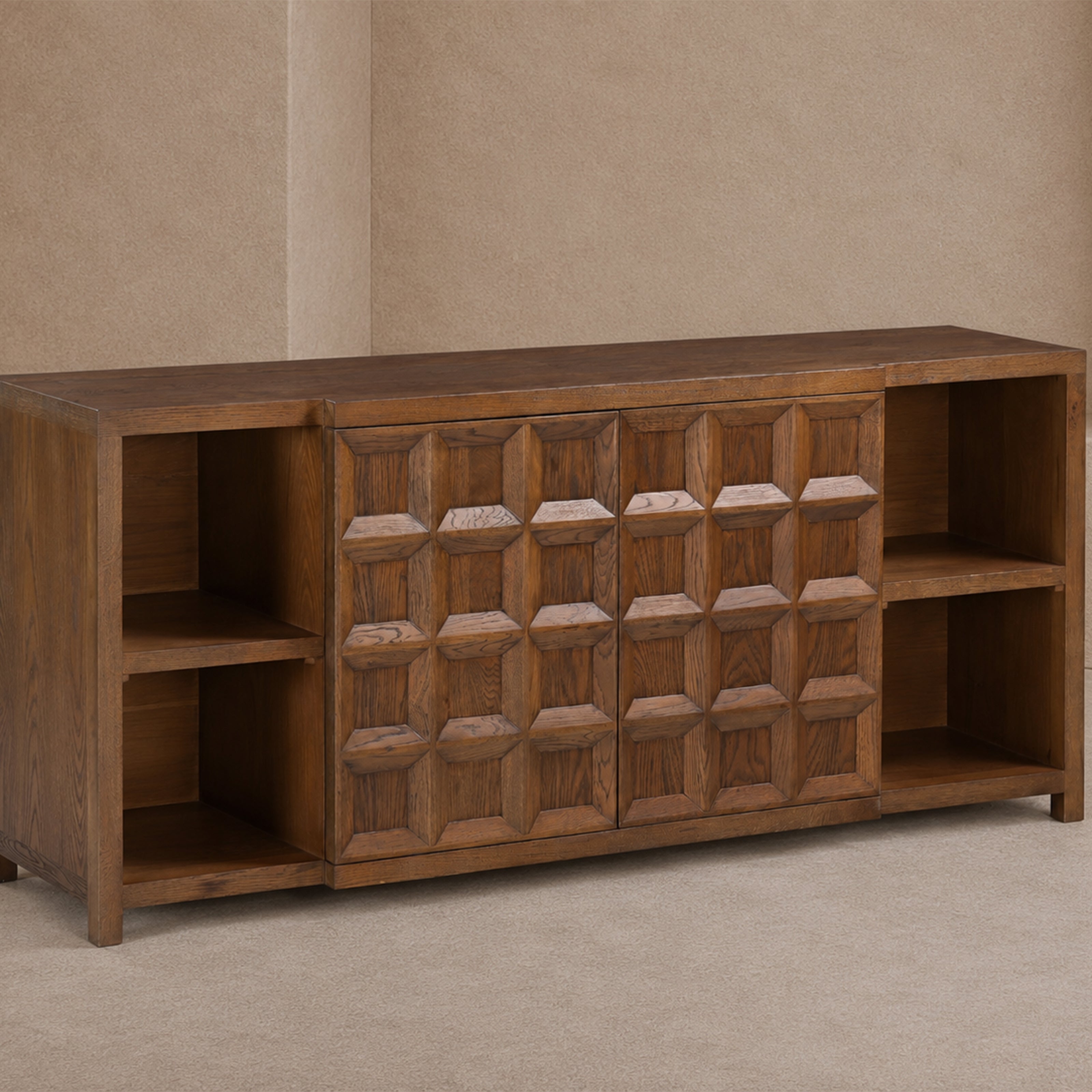 Llauna Brushed Mid-Brown Oak 4 Door Sideboard Liang & Eimil