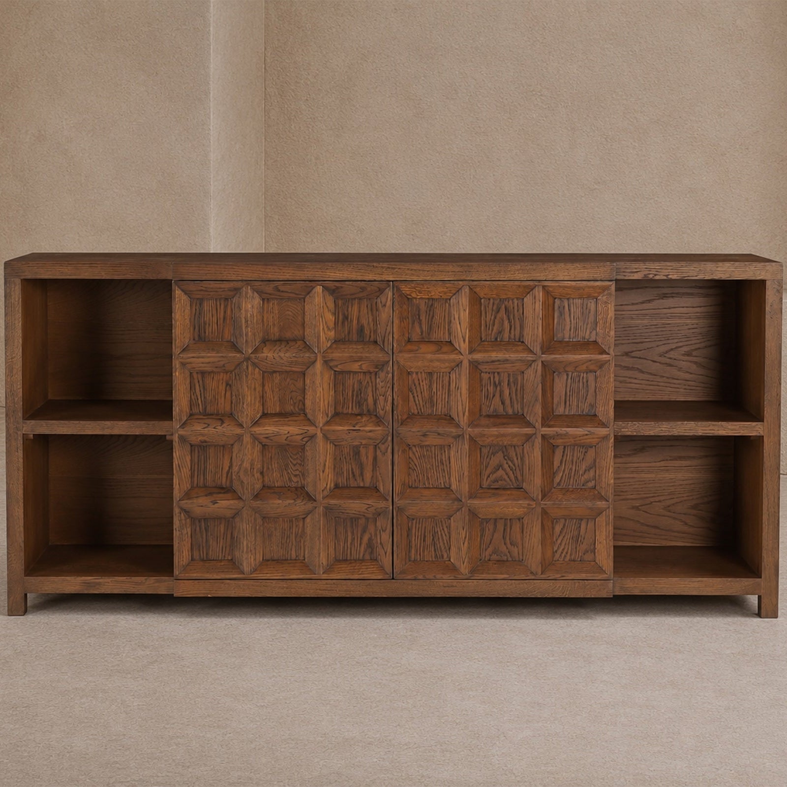 Llauna Brushed Mid-Brown Oak 4 Door Sideboard Liang & Eimil