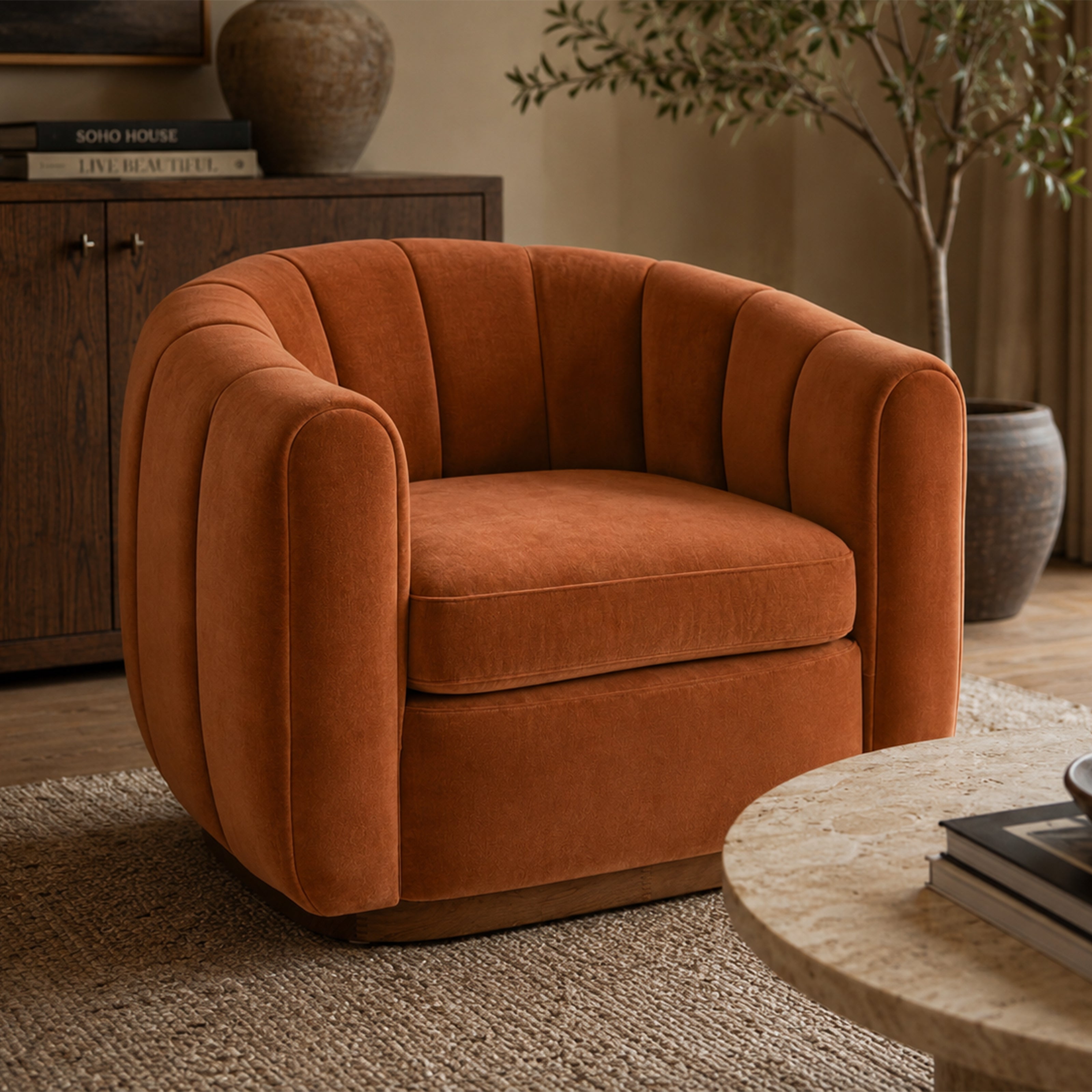 Arles Occasional Chair - Melbourne Clay & Natural Wood by Liang & Eimil