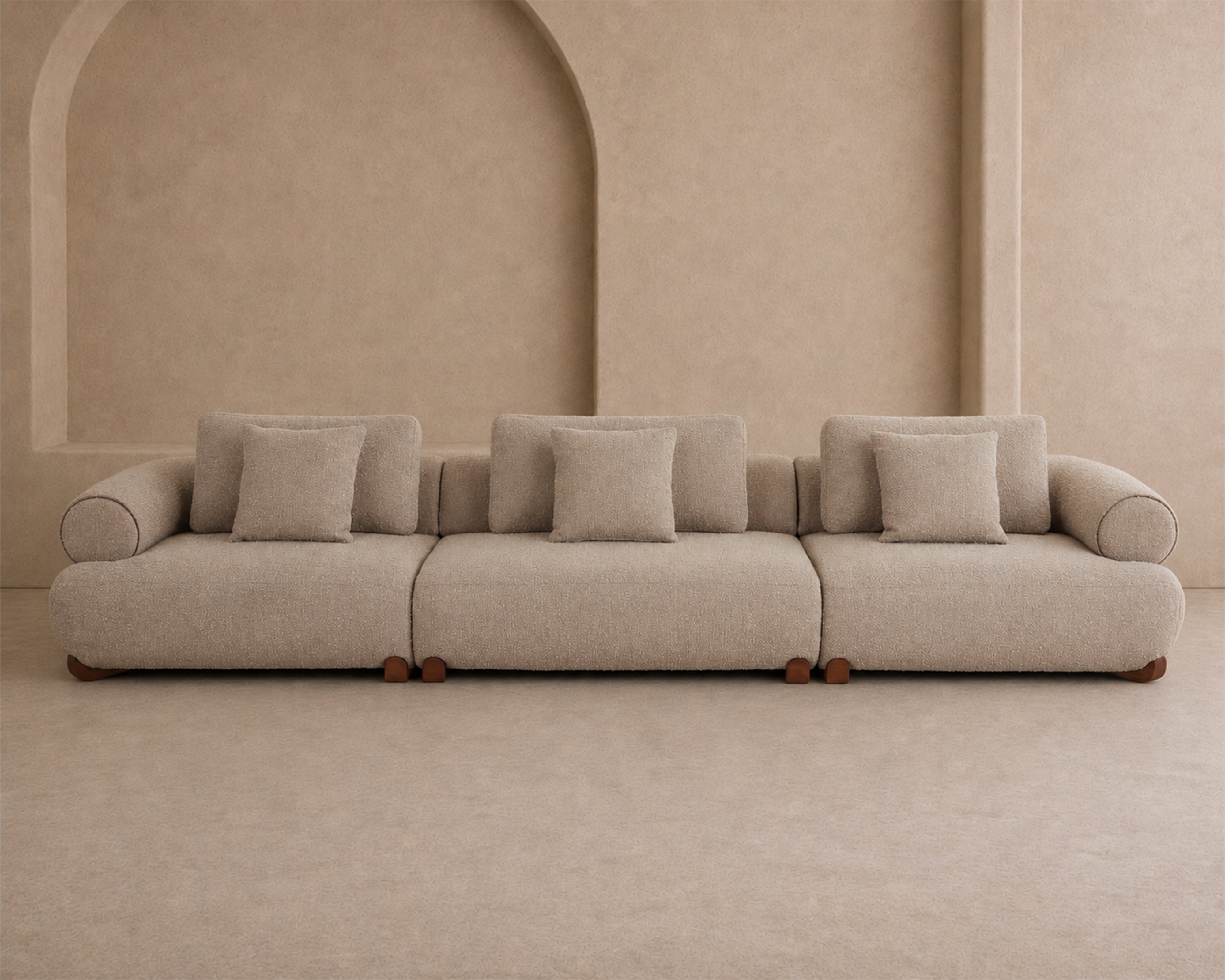 Cotto Modular Sofa Middle Two Seater - Amalfy Taupe & Middle Brown by Liang & Eimil
