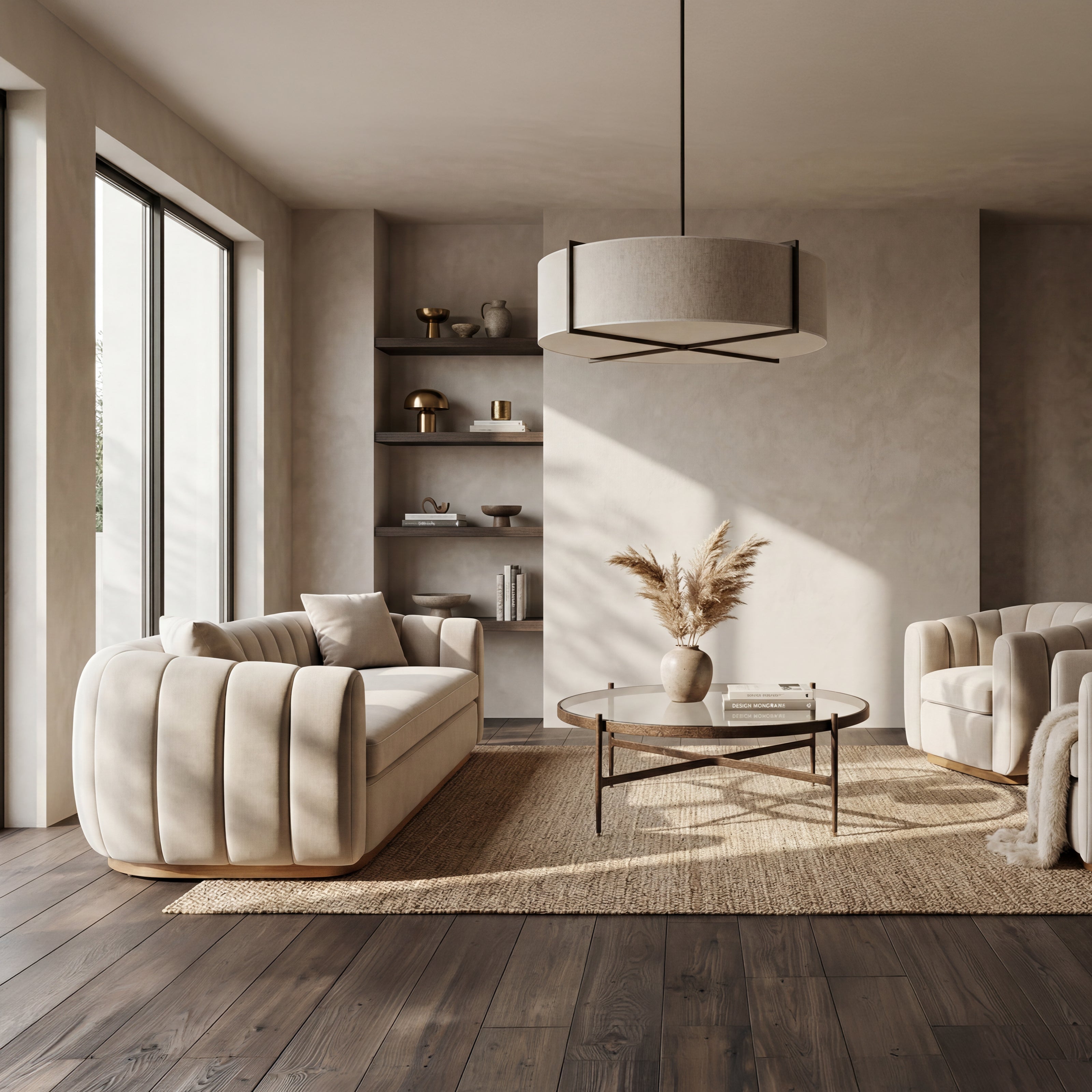 Arles 3 Seater Sofa - Melbourne Stone & Natural Wood by Liang & Eimil
