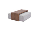 William Norfolk Wheat Chenille Fabric Ottoman Coffee Table with Ash Brown Frame by Liang & Eimil