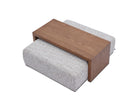 William Norfolk Wheat Chenille Fabric Ottoman Coffee Table with Ash Brown Frame by Liang & Eimil