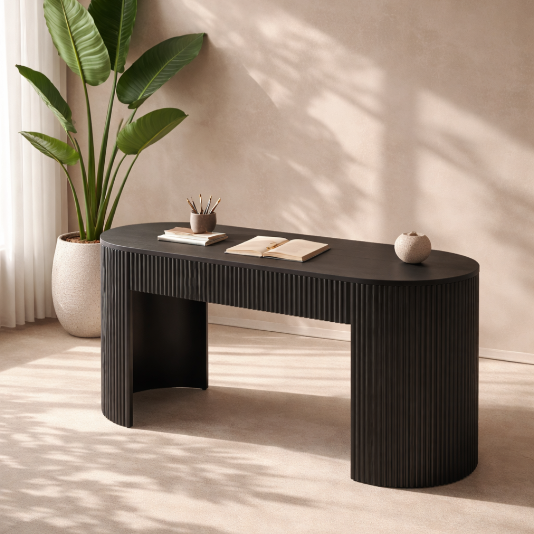 Lantine Black Oak Desk – Decorum Interiors
