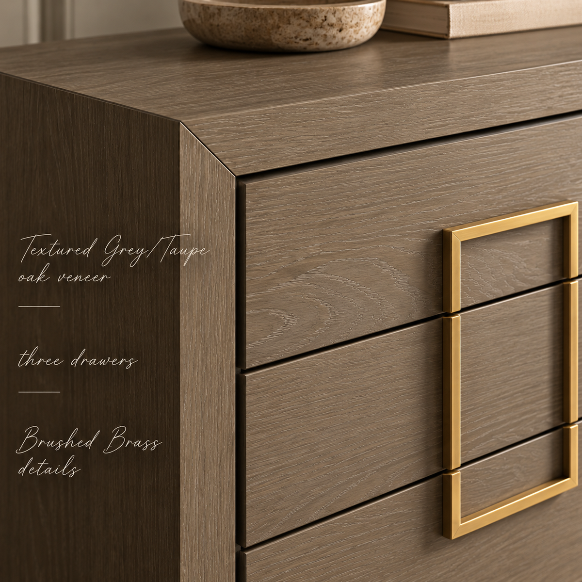 Lucca Grey Oak 3 Drawer Chest by Berkeley Designs