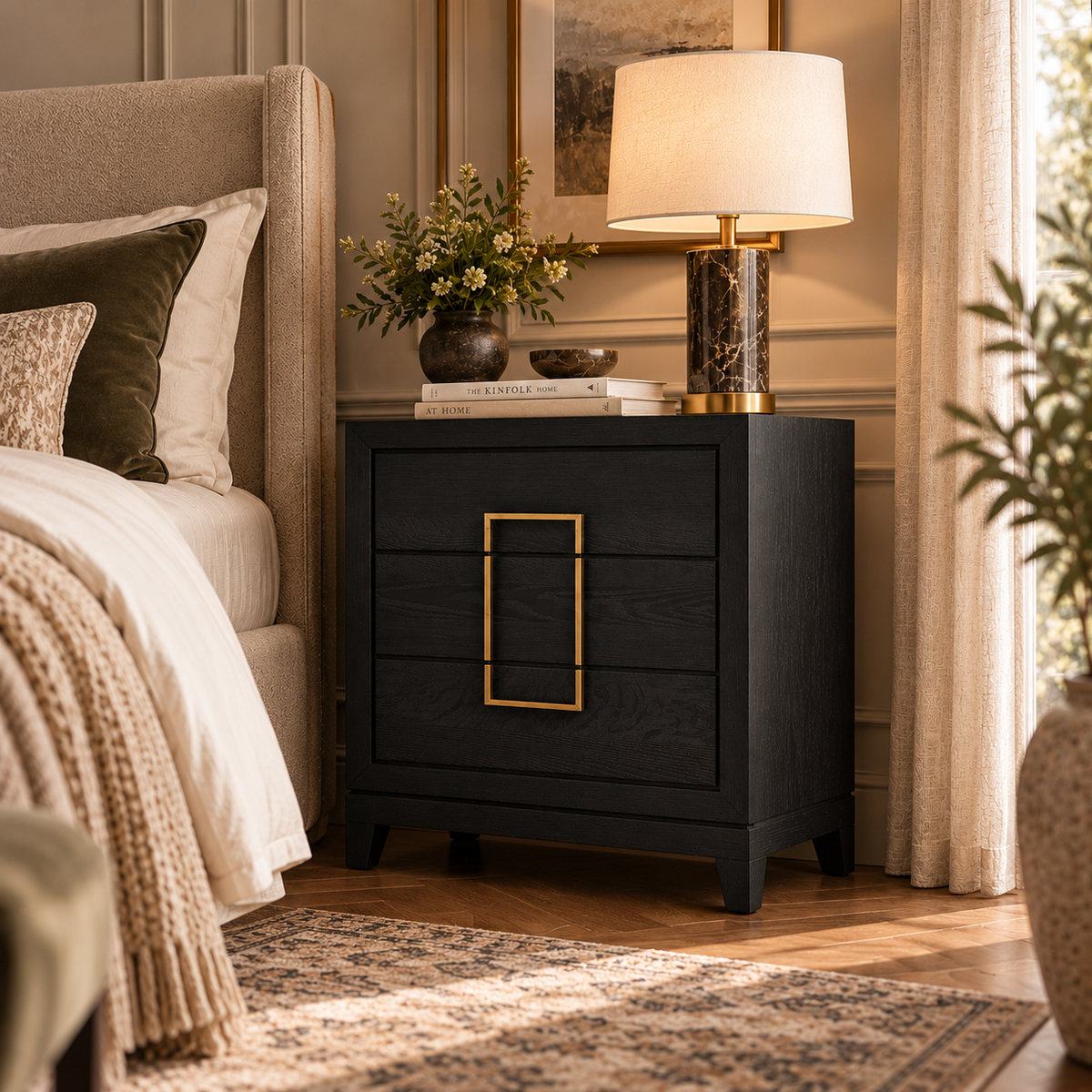 Lucca Brown & Brushed Brass 3 Drawer Chest by Berkeley Designs