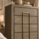 Lucca Grey Oak & Gold Tall Chest of Drawers by Berkeley Designs