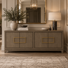 Lucca Grey Oak Veneer Sideboard with Gold Handles by Berkeley Designs