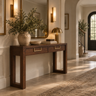 Lucca Walnut & Brass Console Table by Berkeley Designs