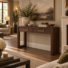 Lucca Walnut & Brass Console Table by Berkeley Designs