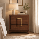 Lucca Walnut 3 & Brass Drawer Chest Berkeley Designs