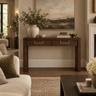 Lucca Walnut & Brass Console Table by Berkeley Designs