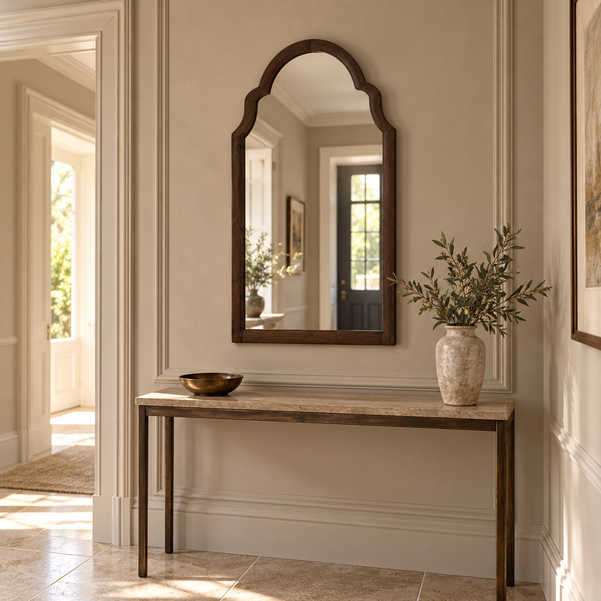 Lucine Wood Dark Brown Mirror - Small Light & Living