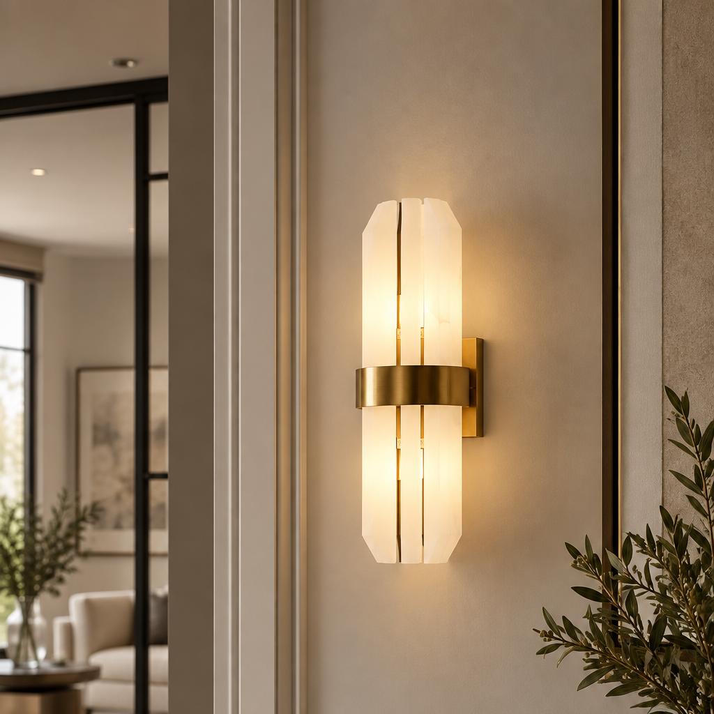 Salerno Gold & Alabaster Wall Light by Luxe Collection