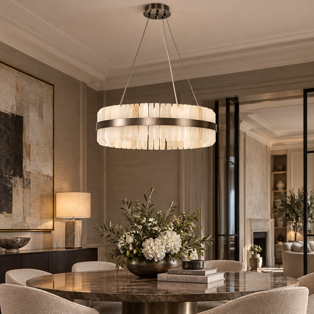 Lunara Bronze & Alabaster Pendant 80cm Decorum Collection