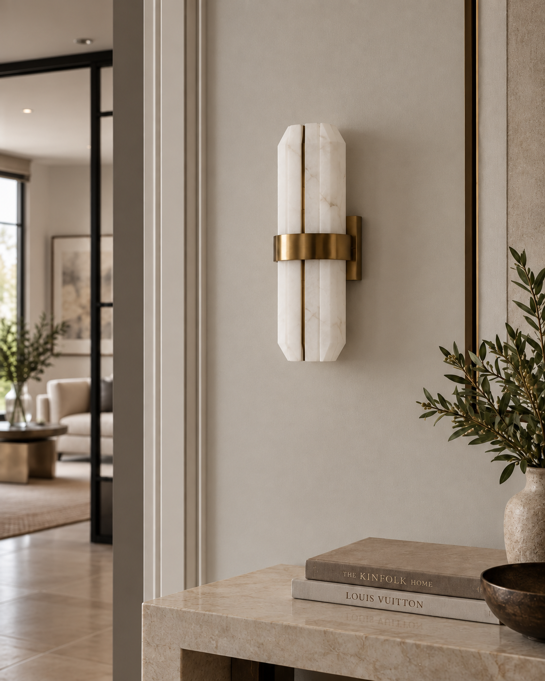 Salerno Gold & Alabaster Wall Light by Luxe Collection