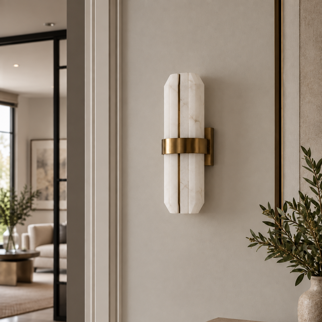 Salerno Gold & Alabaster Wall Light by Luxe Collection