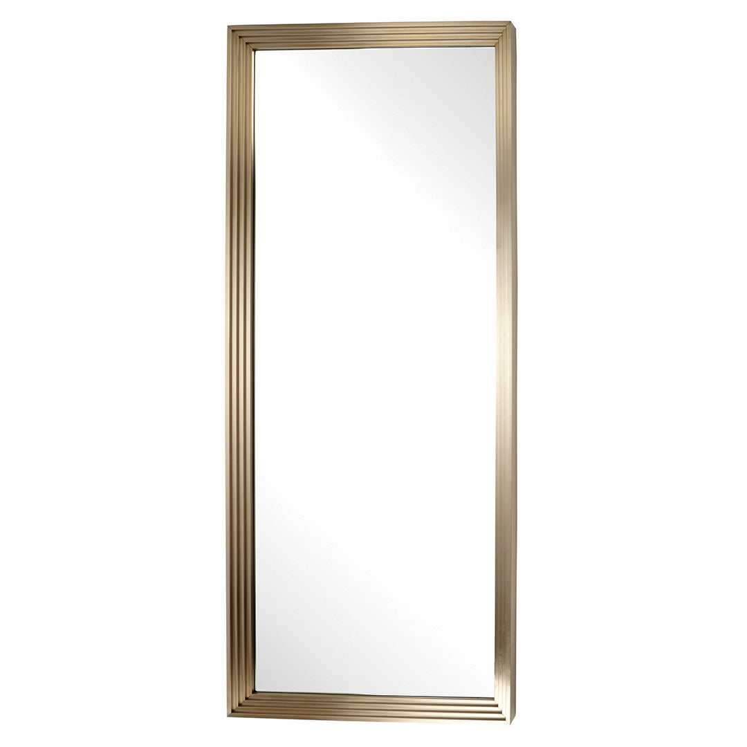 Duras Brushed Brass Rectangle Stepped Wall Mirror by RV Astley