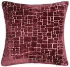 Bergen Cut Velvet Abstract Squares Cushion - Wine Malini