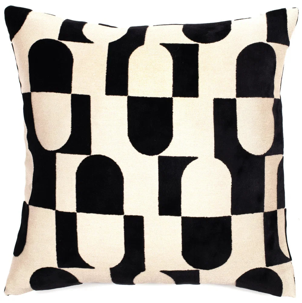 Chill Pill Black Geometric Velvet Cushion Paul Moneypenny