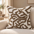 Havana Brown & Natural Abstract Jacquard Cushion 50 cm Malini