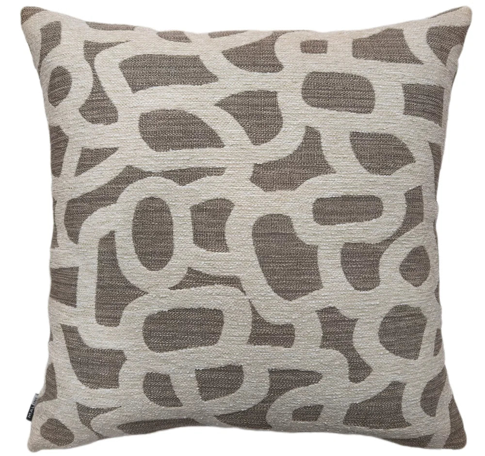 Scribble Jacquard Patterned Cushion 50x50cm - Natural Malini