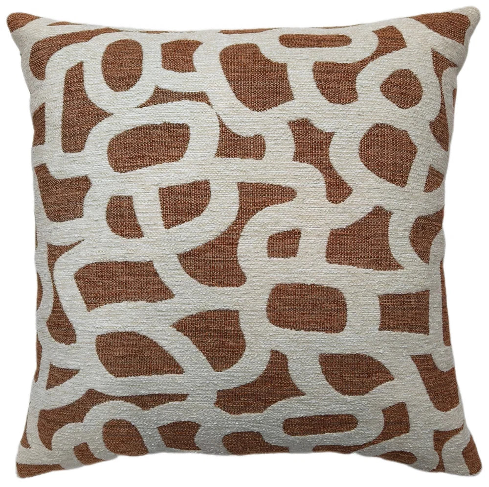 Scribble Jacquard Patterned Cushion 50x50cm - Rust Malini