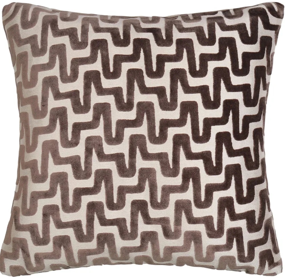 Summit Chocolate Cut Velvet Cushion Malini
