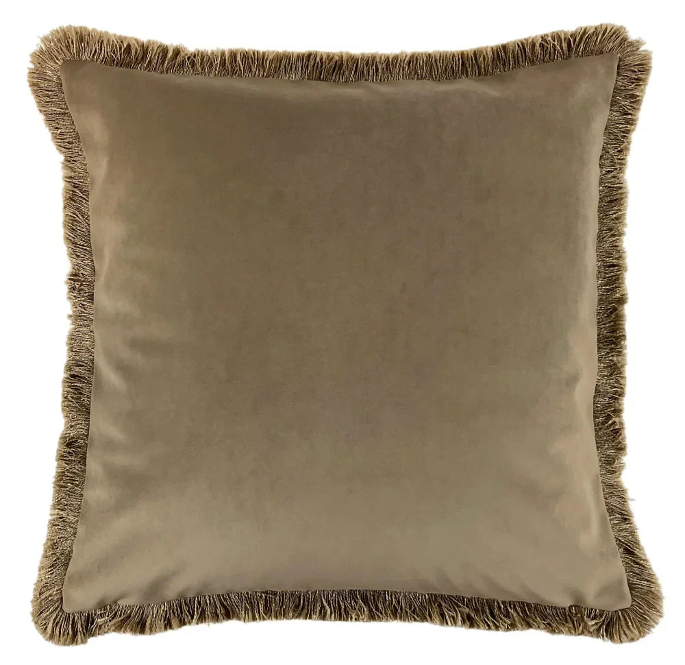 Verona Double Sided Fringe Edge Cushion 55cm - Taupe Malini