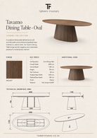 Tavamo Oval Walnut Wood Dining Table by Tommy Franks