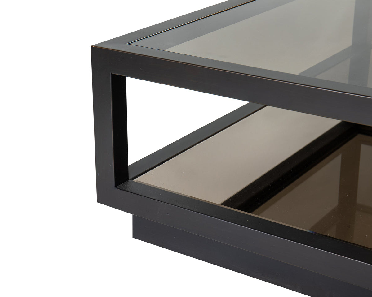 Mali Coffee Table - Antique Bronze and Tinted Glass