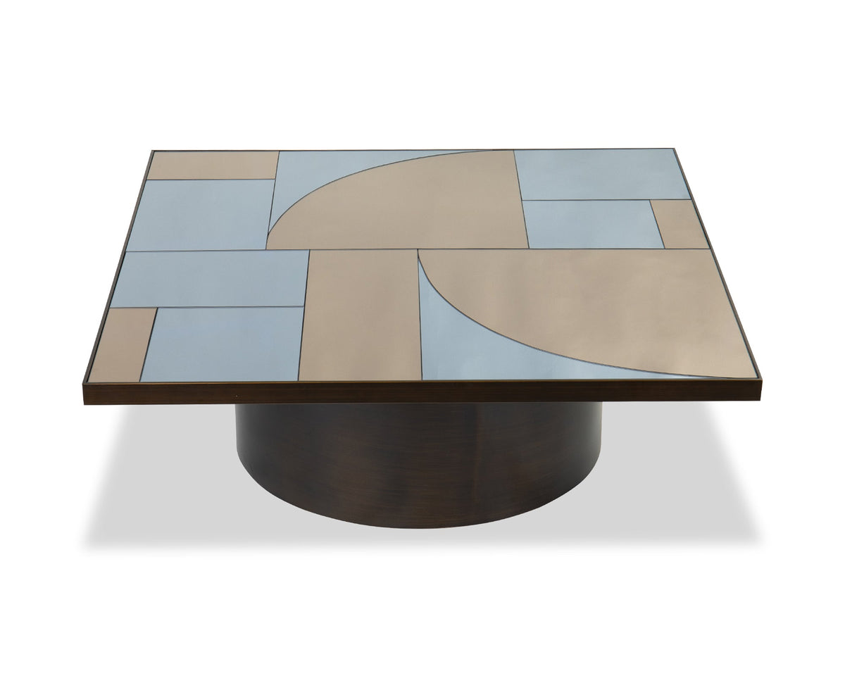 Cubist Coffee Table - Antique Bronze Bronze Mirror & Grey Liang & Eimil